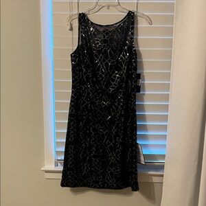 American Living Black and Silver Patterned Midi Dress